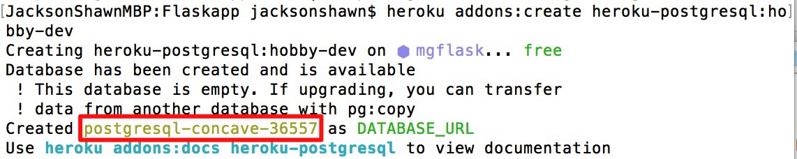 heroku create postgresql